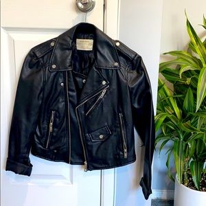 Zara faux leather cropped jacket